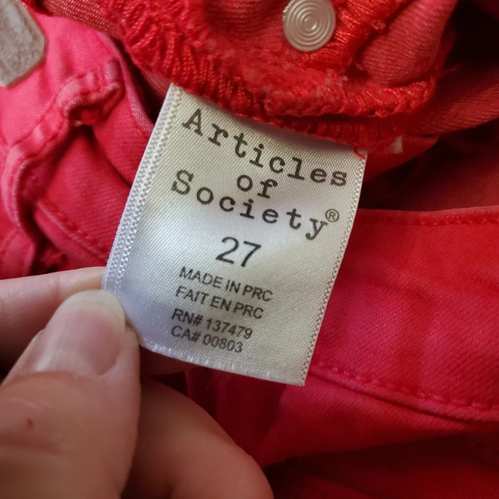 Articles of Society size 27 red skinny jeans with stretch. - Picture 5 of 5